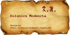 Kolonics Modeszta névjegykártya